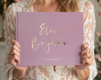 Guestbook Wedding luxurious customized with name and date gold, silver, copper or rose gold finishing