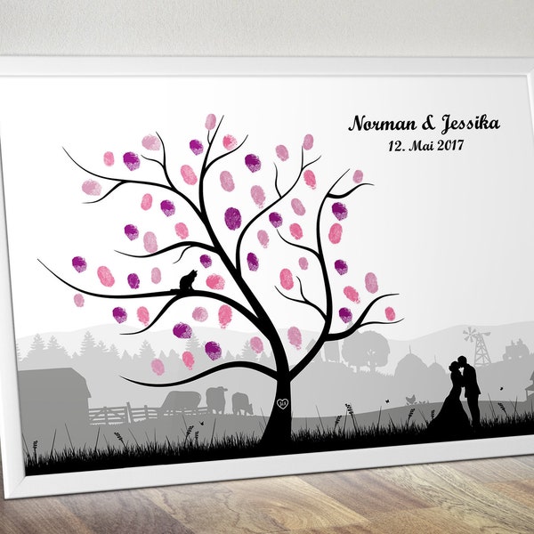 Guestbook Wedding Weddingtree Farm Canvas Premium Paper Wedding Gift Fingerprint Personalized Refined Personalized