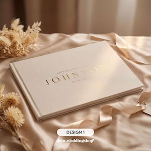 Personalized wedding guest book with your desired text | 100 pages | Premium linen | 5 colors | DIN A4 | Hardcover | For every occasion image 2