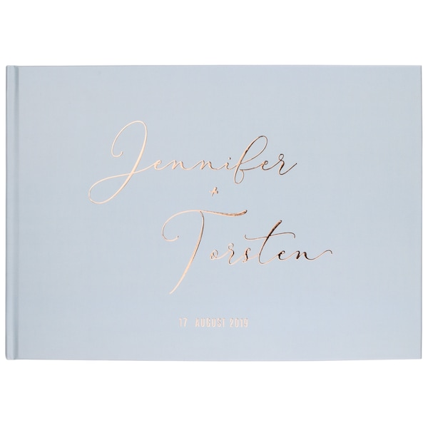 Gästebuch Hochzeit Deluxe | PERSONALISIERT | Pastelltürkis | Gold Roségold Silber Kupfer Veredelung | A4