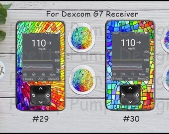 Dexcom G7 Receiver Stickers, Rainbow Stained Glass, Stained Glass