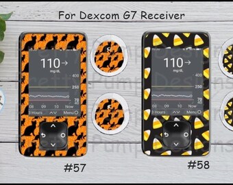 Dexcom G7 Receiver Stickers, Halloween, Pumpkins, Bats, Ghosts, Witches, Candy