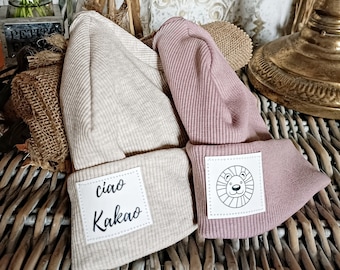 Hipster Beanie für Kinder Rippjersey meliert, Mütze Hipster Jungen und Mädchen, Hipstermütze meliert