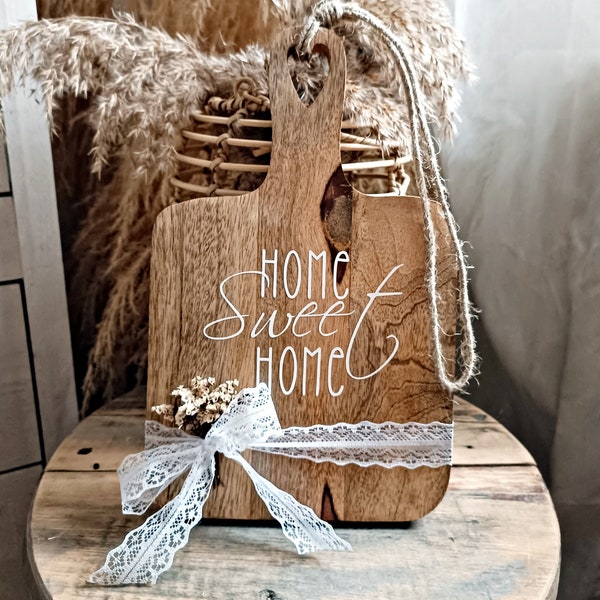 Geschenk Einzug "Home sweet Home" Holzbrett personalisiert, Schneidebrett mit Spruch, Geschenk Paare, Geschenk Hochzeit
