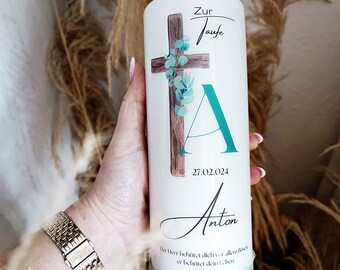 Baptism candle with cross personalized with the child's name, godfather candle with cross, godmother, candle for baptism, guest gift