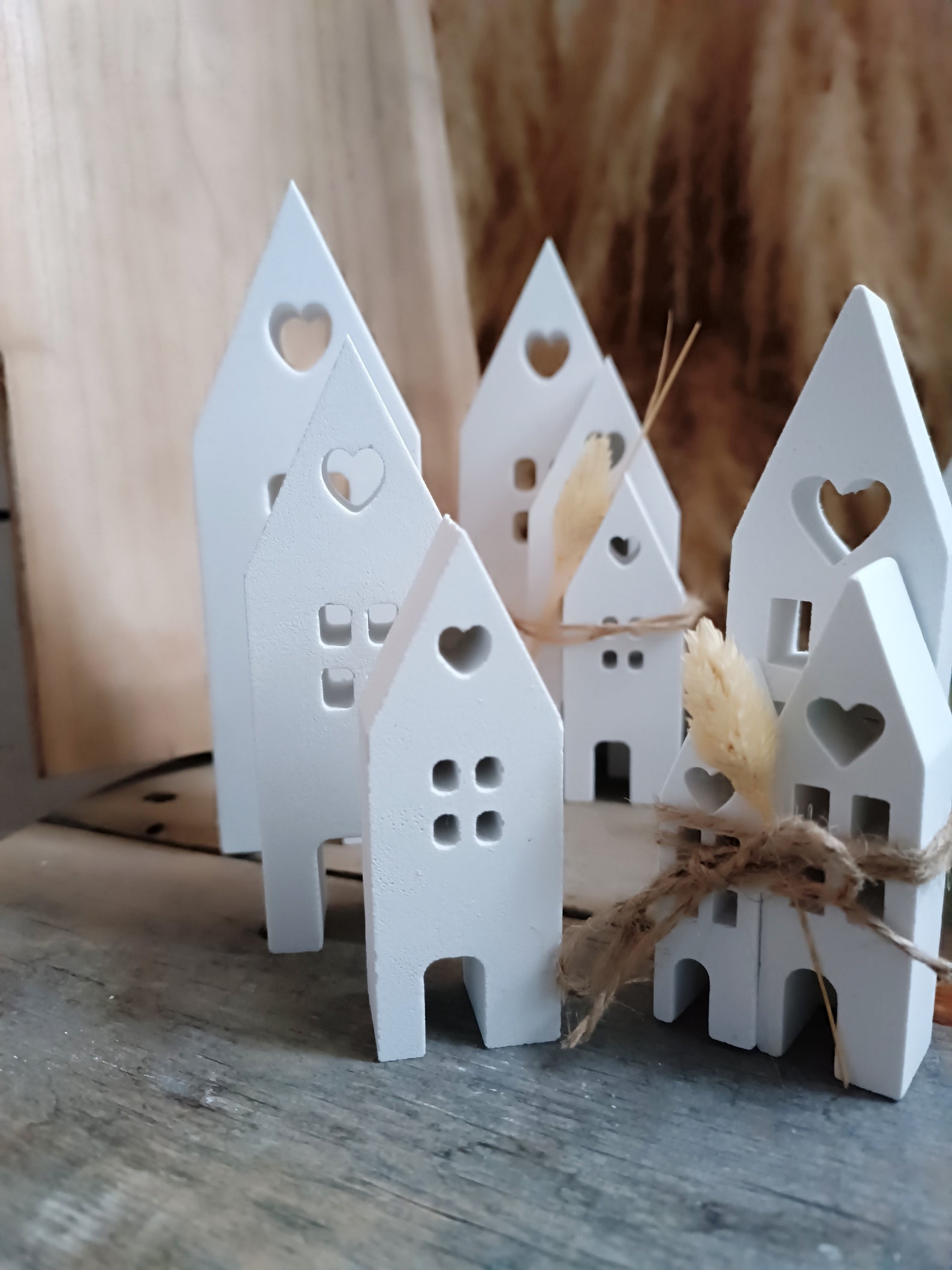 Dekohäuser weiß Raysin Häuserset 3er Set Häuser Deko Etsy.de