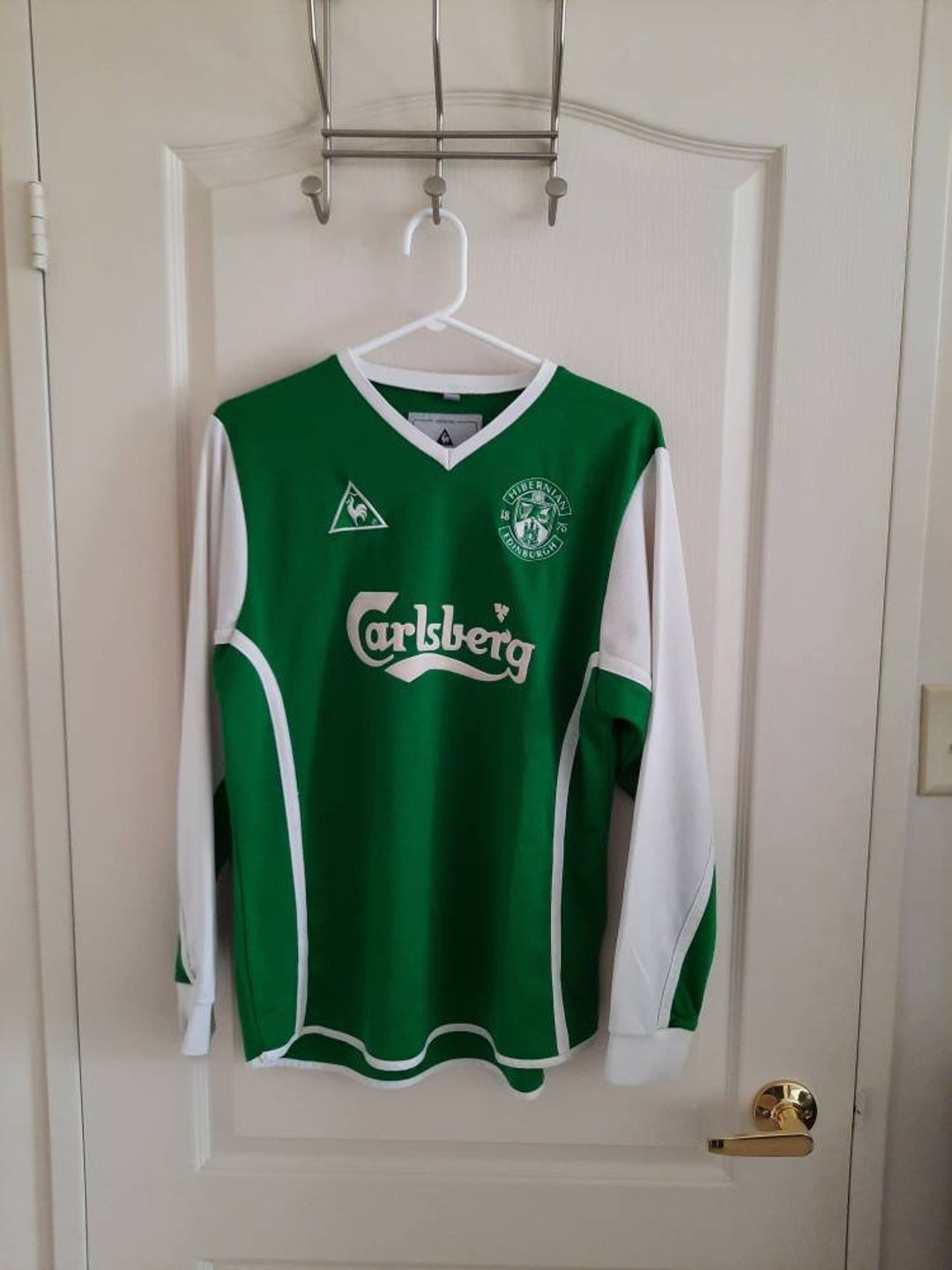 Hibernian Edinburgh FC 2002 03 Home Le Coq Sportif 34 36 Men s M Carlsberg Football Soccer Jersey Shirt Etsy