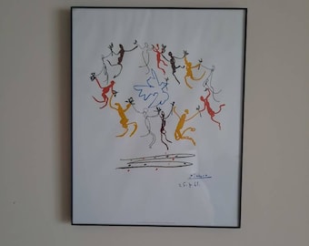 Vintage Pablo Picasso "Dance of Youth" Framed Lithograph Print