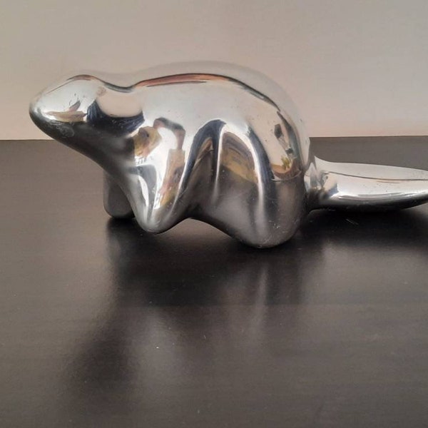 Vintage Hoselton Canada Aluminum Beaver Sculpture #1967 HUGE Piece