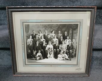Antique 1920s Art Deco Period Wedding Photo Professional Studio Photograghy Sepia Black & White Wedding Party Bridal Party