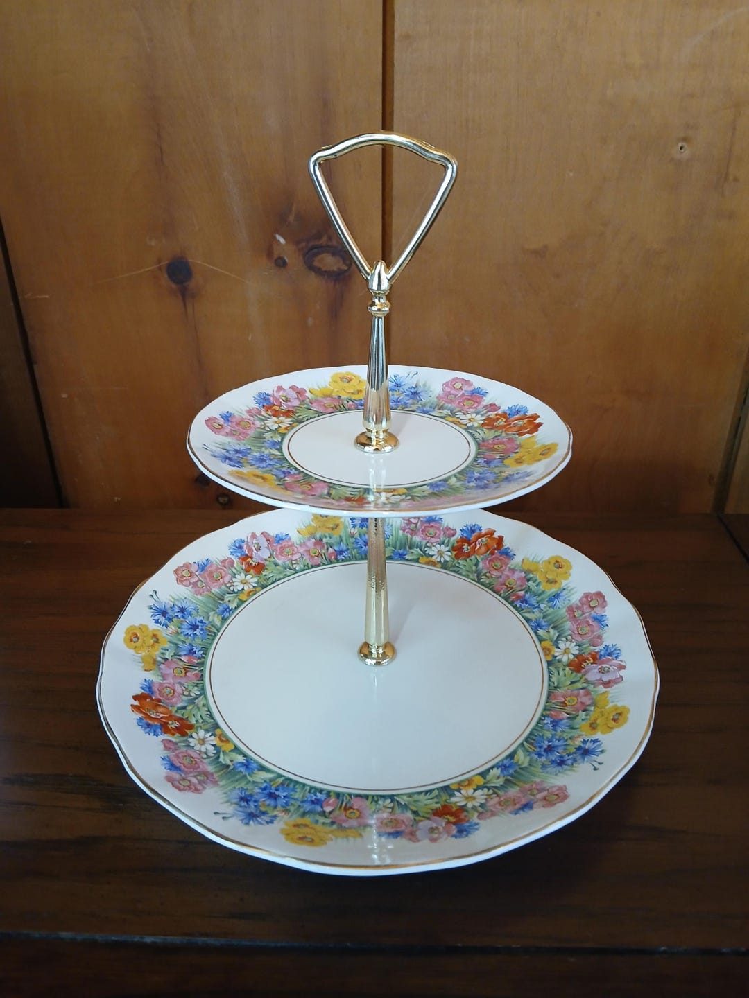 Vintage Royal Staffordshire Radiance Pattern 2 Tier Cake Plate