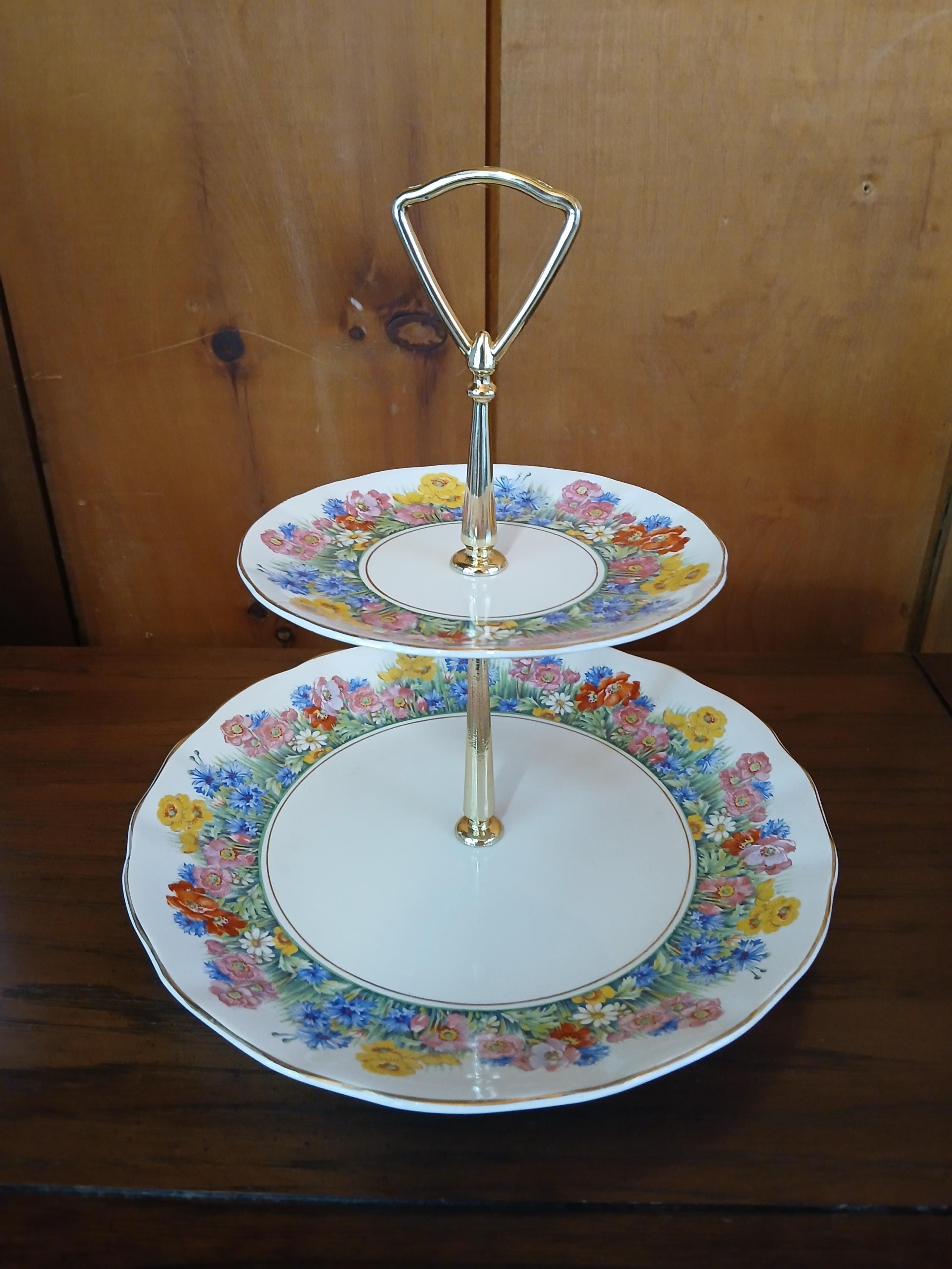 Vintage Royal Staffordshire Radiance Pattern 2 Tier Cake Plate
