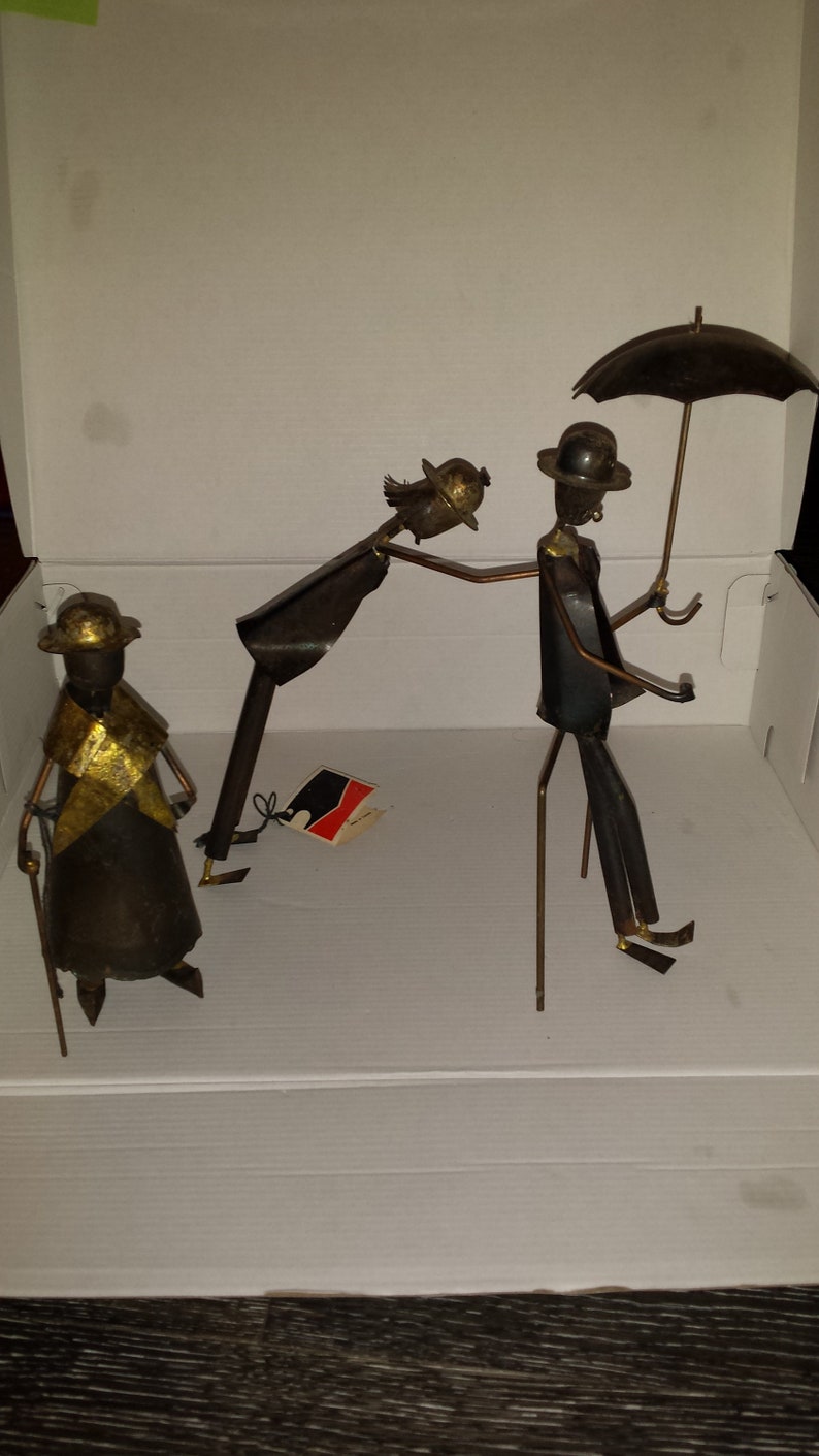 Mid Century Modern Metal Figurine Art Sculptures by Jarnuszkiewicz et Michel