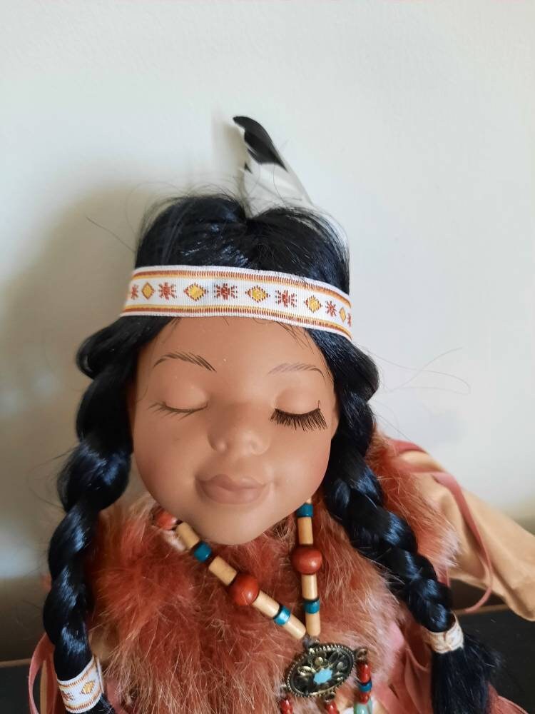 Vintage Golden Keepsakes Heirloom Dolls Native American Porcelain Doll