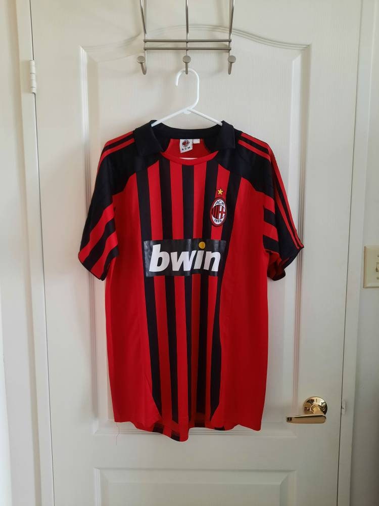 AC Milan Bwin Classic Red Football Soccer Jersey Shirt Etsy
