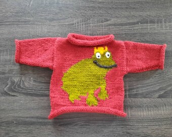 Handknit Baby Frog Prince Sweater