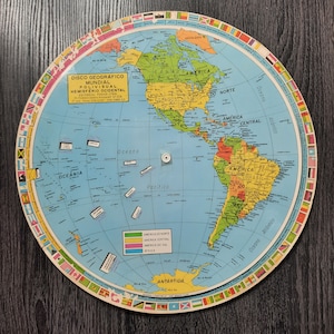 Vintage Disco Geografico Mundial Polivisual - Disc Atlas Map