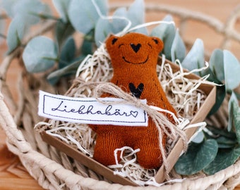 Liebhabär 11.5 - Rouille - Petit ours à aimer - Petit ours - Liebhabär en coton biologique - Ours en peluche pour les proches - Saint Valentin