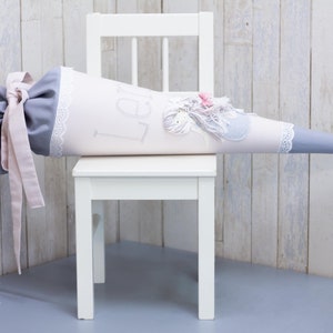 Cartable bio sac à sucre "Sirène" gris/rose