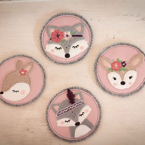 Cartable Kletties animaux de la forêt gris/rose vieux