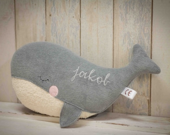 Organic cuddly toy "Whale Waalbi" large for babies and children