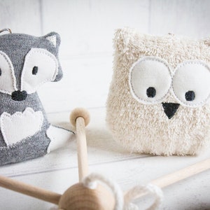 Bio mobile Forest animals Fox & Owl Grey/beige, sewn children's room mobile, gift for birth, Babyshower, baptism Gift image 3