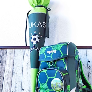 Cartable sac à sucre « Football Champions » avec noms dans les tons de vert