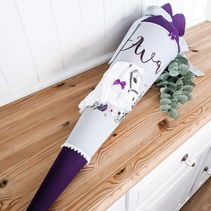 Cartable bio sac à sucre "Boho-Lulu" gris clair violet