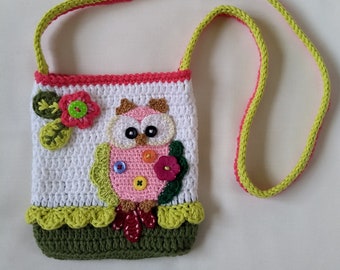 Meisje crossbody tas met uil.