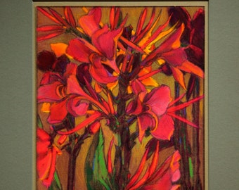 Raymond Nott Pastel Painting of Canna Lilies