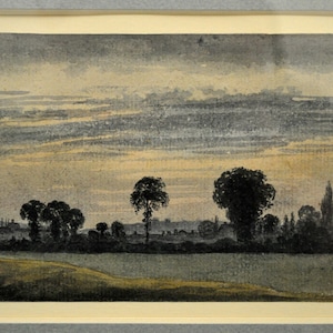 19th Century French Landscape Watercolor Painting (Daubigny?)