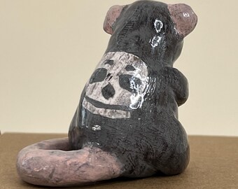 Death's Head Rat Figurine | Hand Sculpted and Painted Polymer Clay Figure