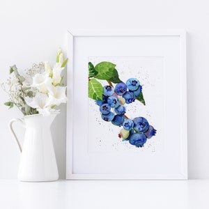 Heidelbeere Aquarell Kunstdruck