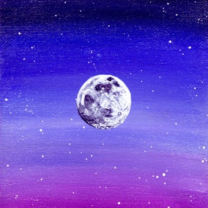 Moon Acrylic Original Painting 5x7&quot;