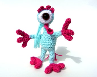 Monster Crocheted Alien Alien Unique Amigurumi Stuffed Animal Cuddly Toy Haekeltier Plueschtier Unique Handmade Artist Doll