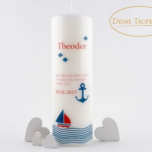 Baptismal candle Noah&#39;s Ark boy Baptismal candle boat anchor candle for baptism of boys Baptismal candle with fish ship candle baptism with saying for the baptismal candle