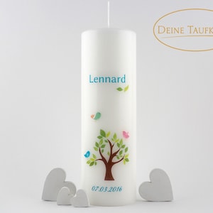 Baptismal candle tree of life boy baptismal candle tree 25 x 8 cm - candle for baptism for girls and boys baptismal candle blue tree of life candle baptism modern