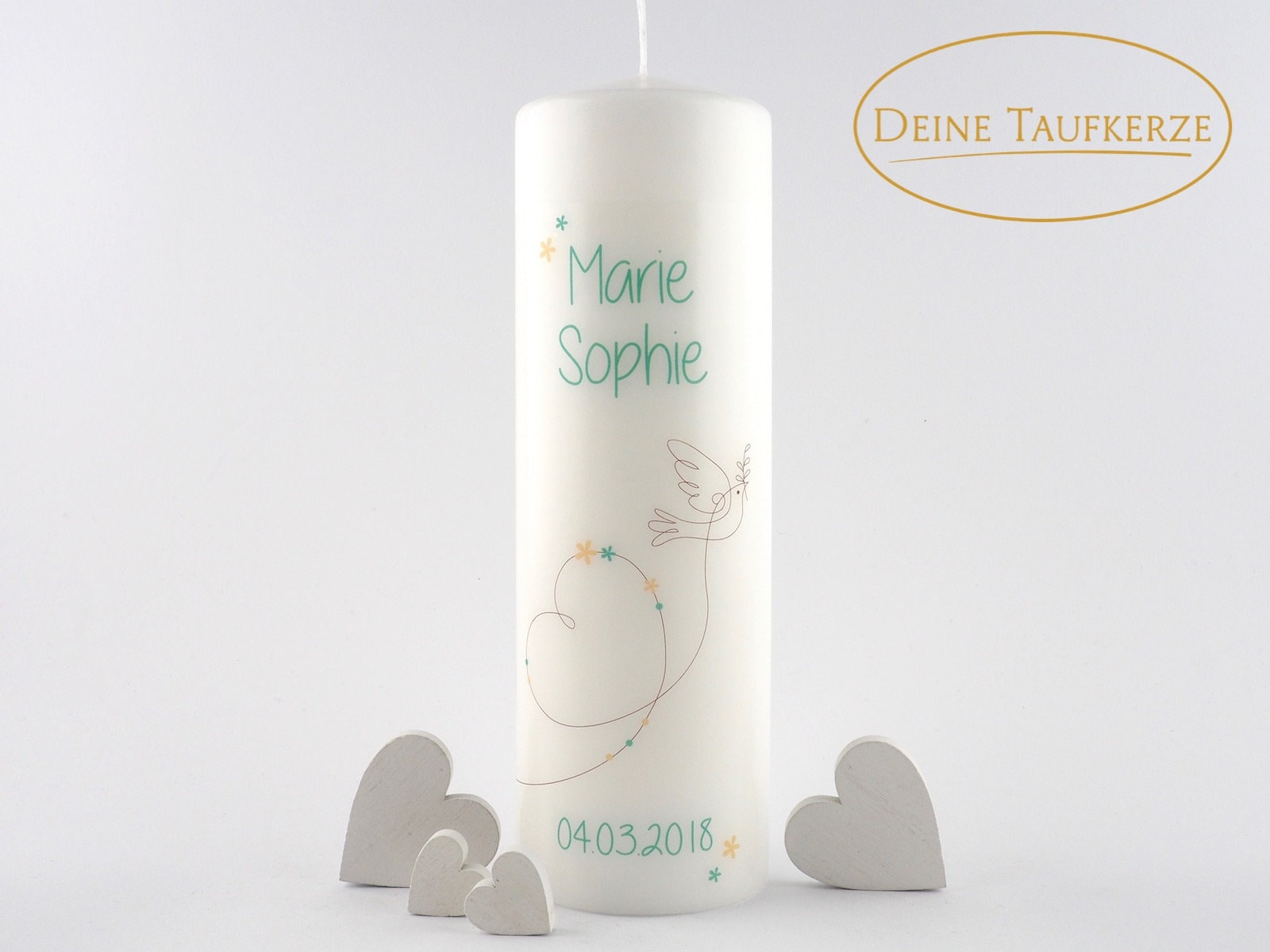 Baptism Candle With Pigeon Baptismal Candle Girl Baptismal Etsy Ireland