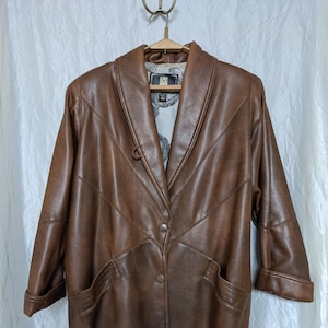 Sportswear leather coat Leather jacket Brown coat Artificial leather Retro style 80-th style Made in Italy Size S