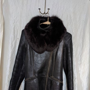 Shearling coat Suede shearling coat Brown suede coat Arctic Fox collar Sheepskin coat Sheepskin jacket Made in Europa Leather coat Size XS image 2