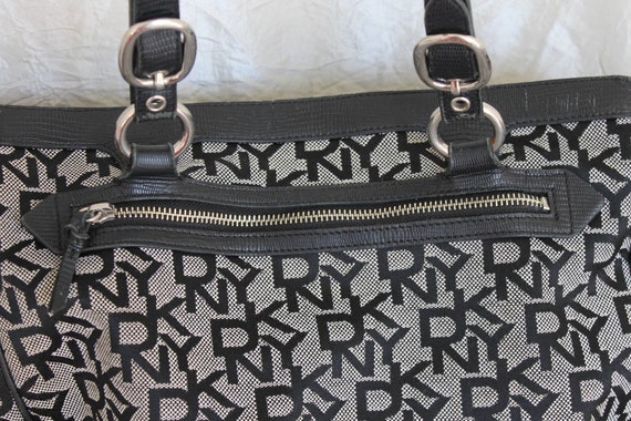 Donna Karan DKNY Brown Monogram Canvas Leather Strap Shoulder bag