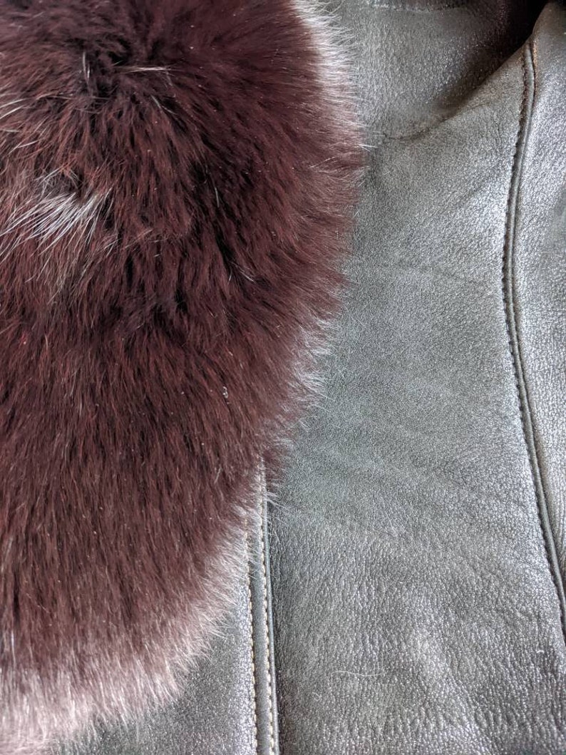 Shearling coat Suede shearling coat Brown suede coat Arctic Fox collar Sheepskin coat Sheepskin jacket Made in Europa Leather coat Size XS image 8