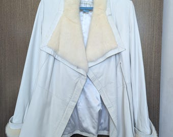 Vintage women white mink jacket Size S