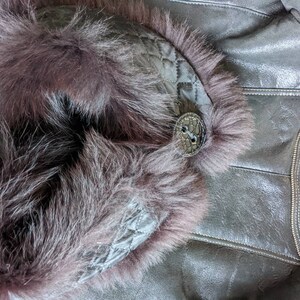 Shearling coat Suede shearling coat Brown suede coat Arctic Fox collar Sheepskin coat Sheepskin jacket Made in Europa Leather coat Size XS image 7