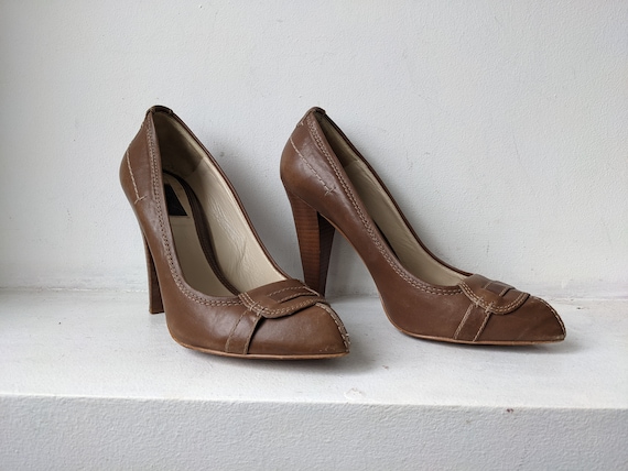 Zara women shoes Brown shoes Pointed toe shoes Hi… - image 1
