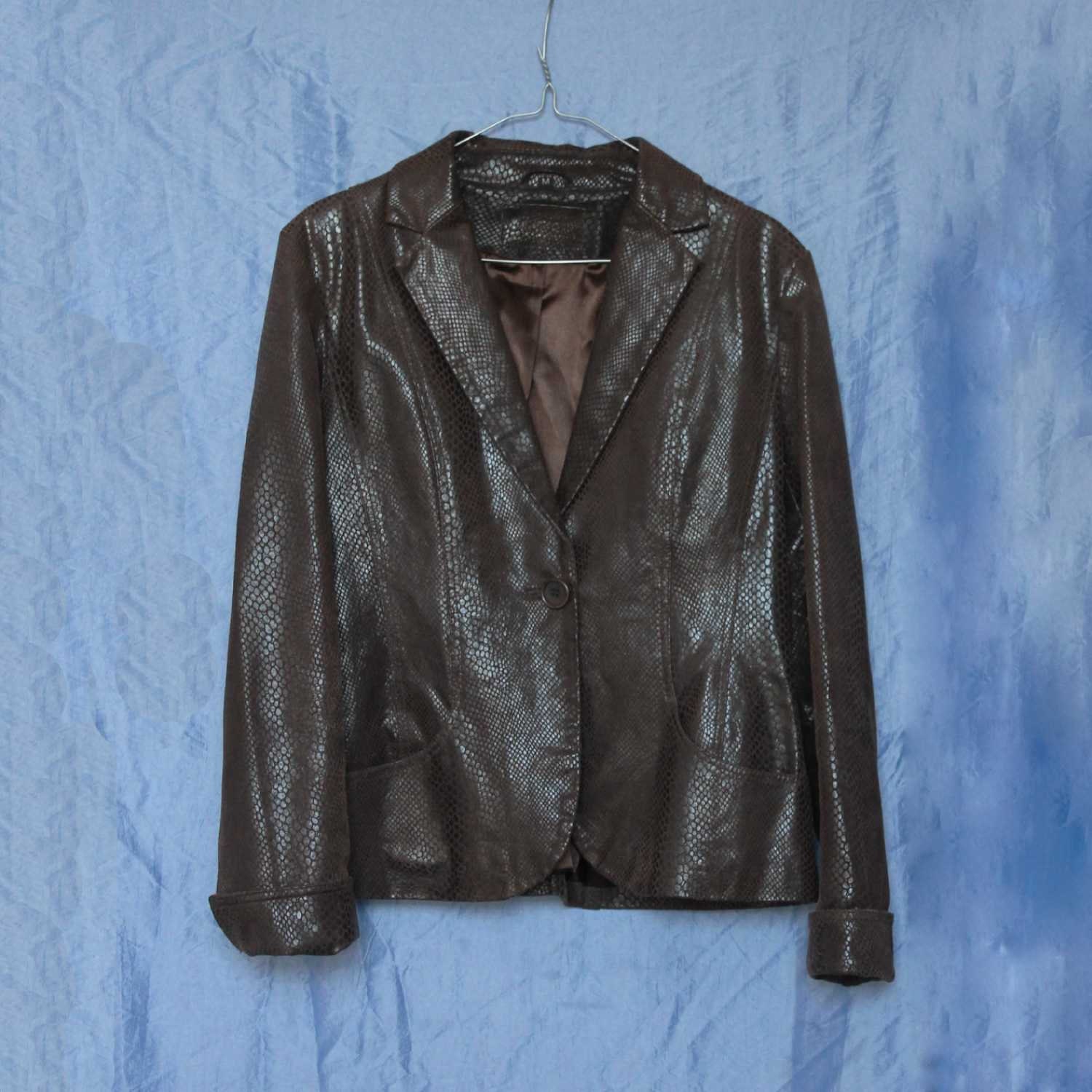 Veste en cuir pour femme Snack en daim Veste en nubuck Veste en cuir Taille M Veste a imprime animalier en daim marron Veste en cuir Snack Manteau en cuir Snack
