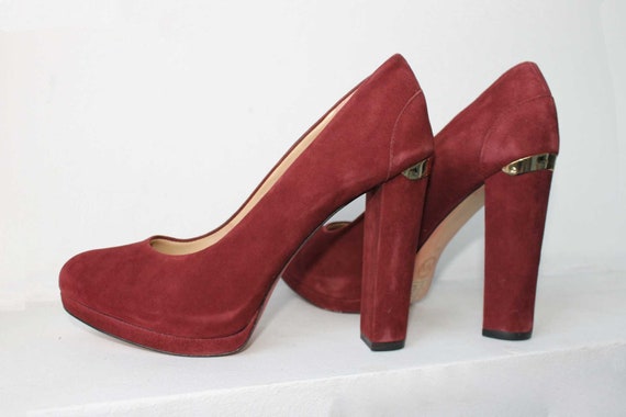 Michael Kors women suede shoes Red shoes Real leat