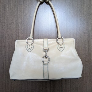 Marc Jacobs leather bag Beige leather shoulder bag Tote bag Beige handbag Authentic leather bag Classic style Leather purse Big tote handbag