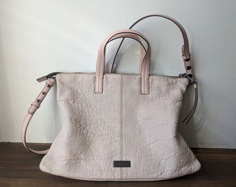 Powder Pink Leather Tote Bag, Summer Handbag