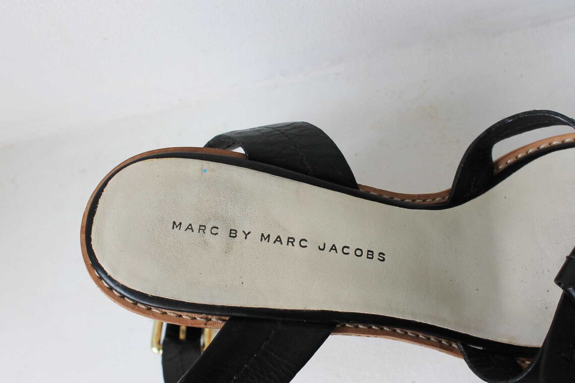 Marc Jacobs platform sandals Black leather sandals Cork | Etsy